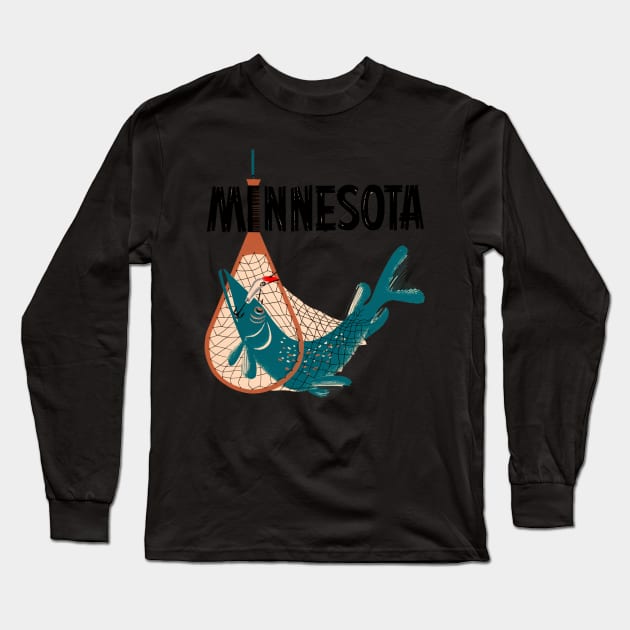 Minnesota Fishing Design Long Sleeve T-Shirt by zsonn